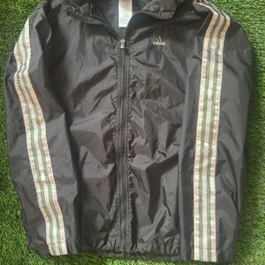 Adidas Black Windbreaker with Striped Sleeves